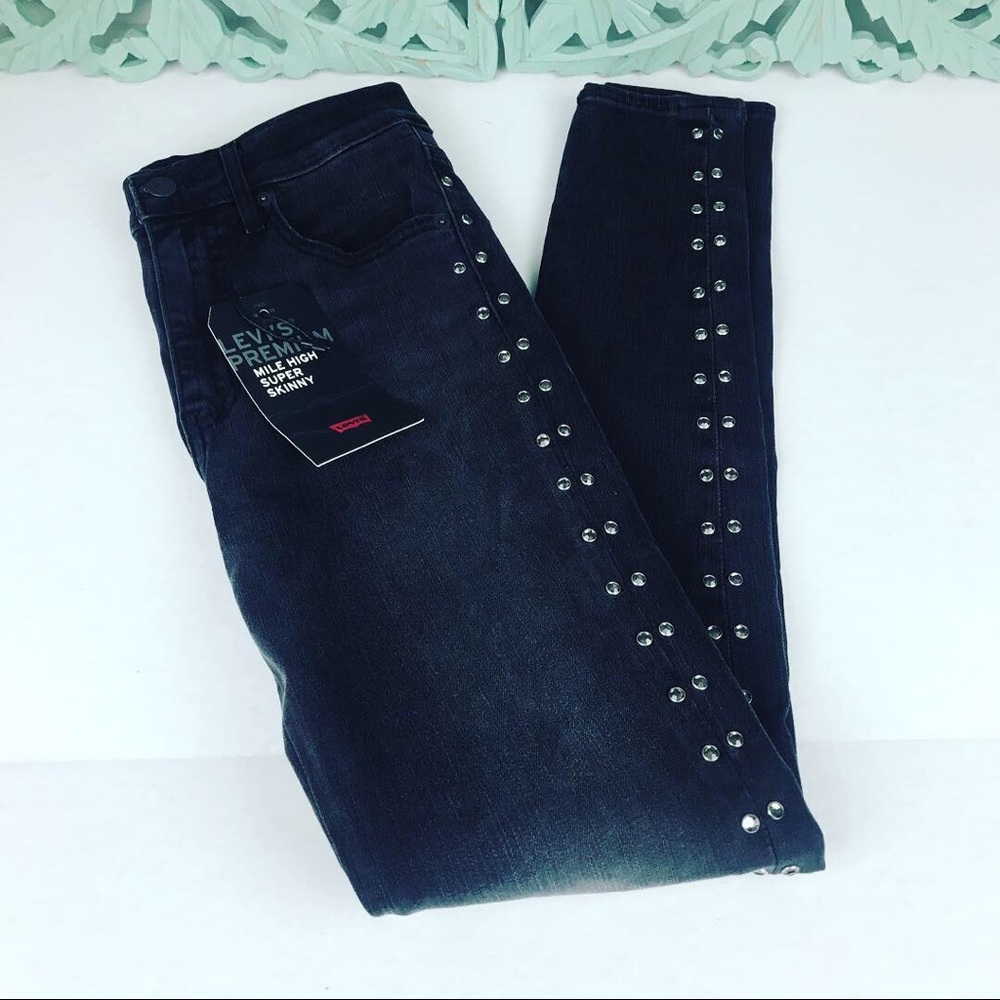 NWT Levi's Mile High Super Skinny Black Jeans 25 - Picture 7 of 8